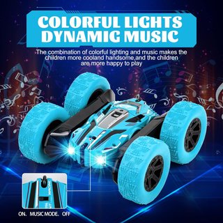 StuntRoll Control remoto Modelo 928-7 , Coche Teledirigido Coche de Control Remoto para niños 4WD 2.4GHz RC Stunt Car de 6 7 8 9 10 años Niños 360 ° Flip Stunt Car con música Juguetes para niños y...