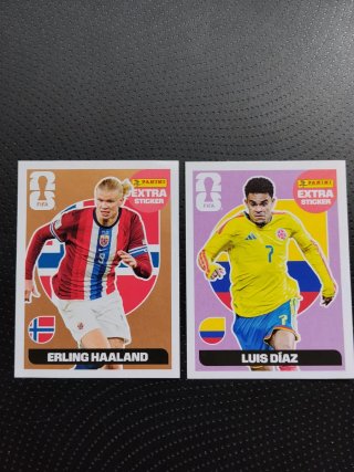 Lote Cromos Extra Mundial Haaland y Luis Díaz