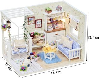 Maqueta puzzle House Room Mod3013 Puzzle Juguetes Puzzles 3D Hecho a Mano Miniatura Casa,Realistic Mini 3D Wooden House Room Juguete Hecho a Mano con Muebles Luces LED Navidad Cumpleaños Regalo de...