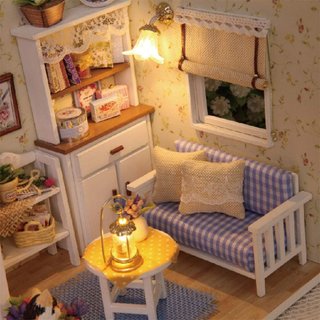 Maqueta puzzle House Room Mod3013 Puzzle Juguetes Puzzles 3D Hecho a Mano Miniatura Casa,Realistic Mini 3D Wooden House Room Juguete Hecho a Mano con Muebles Luces LED Navidad Cumpleaños Regalo de...