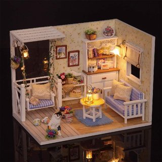 Maqueta puzzle House Room Mod3013 Puzzle Juguetes Puzzles 3D Hecho a Mano Miniatura Casa,Realistic Mini 3D Wooden House Room Juguete Hecho a Mano con Muebles Luces LED Navidad Cumpleaños Regalo de...