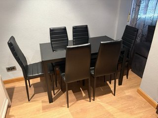 Conjunto mesa y 6 sillas negro