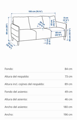 Sofá Ikea Angersby gris tela