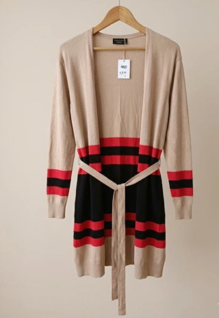 Chaqueta larga de punto con rayas
