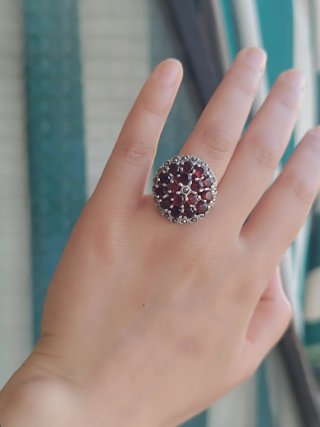 Anillo Vintage Plata Granate Marquesita