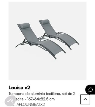2 Tumbonas Aluminio Textileno Gris