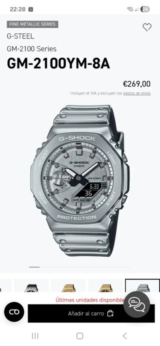 Reloj G-Shock Casio Plateado