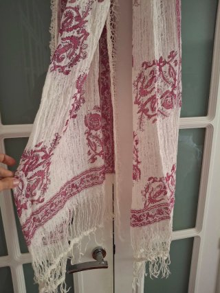 Foulard Massimo Dutti Lino Rosa y Blanco