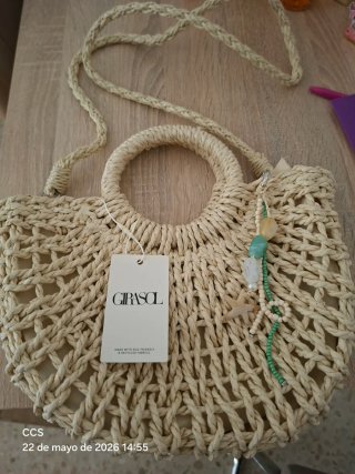 Bolso de rafia Girasol con abalorios