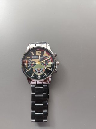 Reloj Geneva Negro y Plateado Nuevo