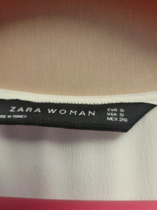 Vestido blanco Zara gasa volantes Talla S