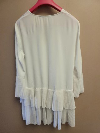 Vestido blanco Zara gasa volantes Talla S