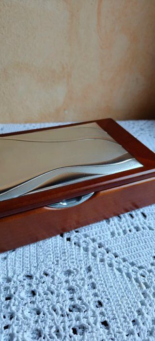 Portagioie legno e argento con madreperla