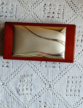 Portagioie legno e argento con madreperla