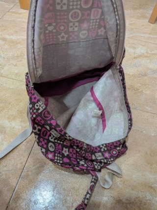 Mochila Roxy rosa y marrón con estampado + estuche