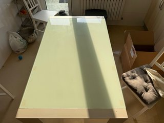 Mesa de comedor/cocina cristal y madera