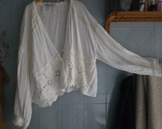Camisa-sobrecamisa Zara Crochet Blanca