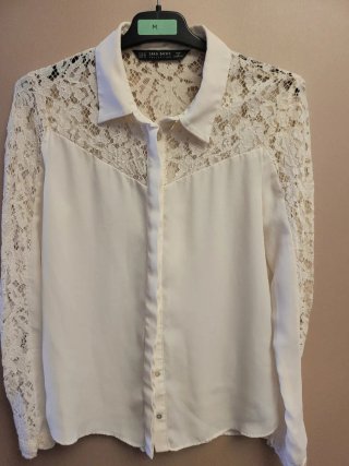 Camisa Zara encaje blanca Talla XS