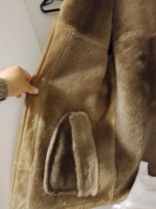 Abrigo Shearling Piel Lana Vintage Beige Marrón