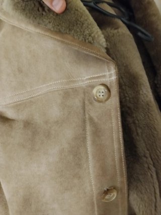 Abrigo Shearling Piel Lana Vintage Beige Marrón