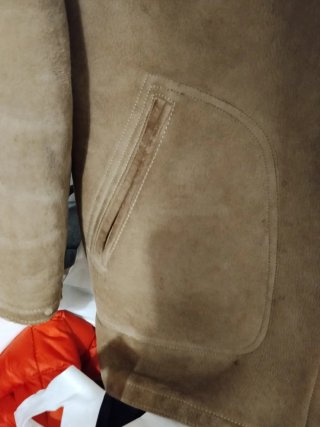 Abrigo Shearling Piel Lana Vintage Beige Marrón