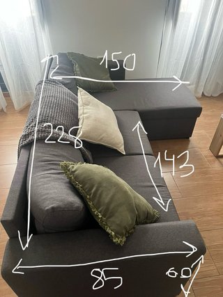 Sofá cama con chaise longue MARSLEV gris oscuro