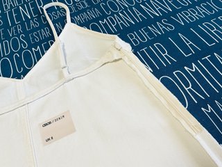 Vestido Vaquero Blanco Asos Denim Acampanado 36 S