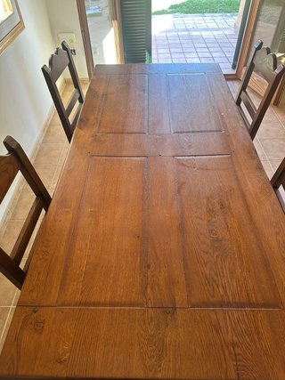 Mesa comedor madera maciza 195x91 cm y 4 sillas