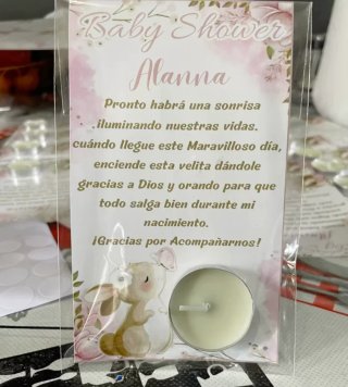Recuerdo Baby Shower Alanna Vela Personalizada
