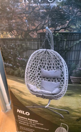 NILO Silla Colgante Exterior Mimbre Gris