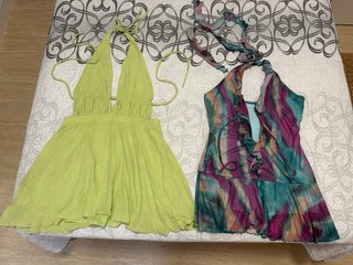 Vestido verde y multicolor talla única