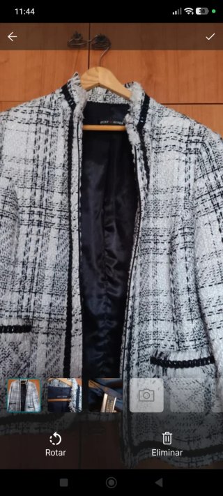 Chaqueta elegante cuadros blanco y negro