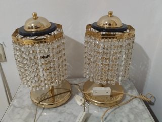 2 Lamparitas de noche doradas con cristales