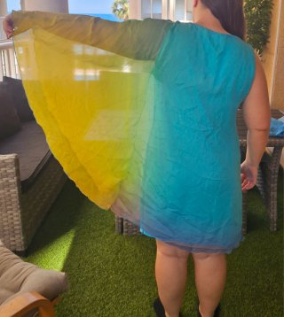 Vestido fiesta degradado azul-verde talla única