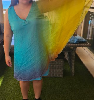 Vestido fiesta degradado azul-verde talla única