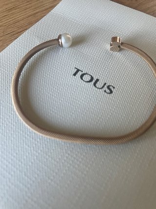 Pulsera Tous Plata Rosa Perla Blanca T17cm