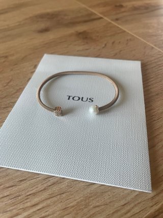 Pulsera Tous Plata Rosa Perla Blanca T17cm
