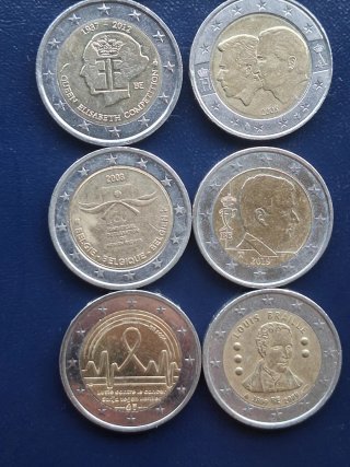 Lote 8 monedas Bélgica 2€ conmemorativas