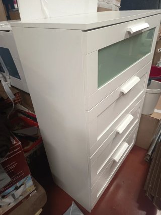 Cajonera blanca con cristal