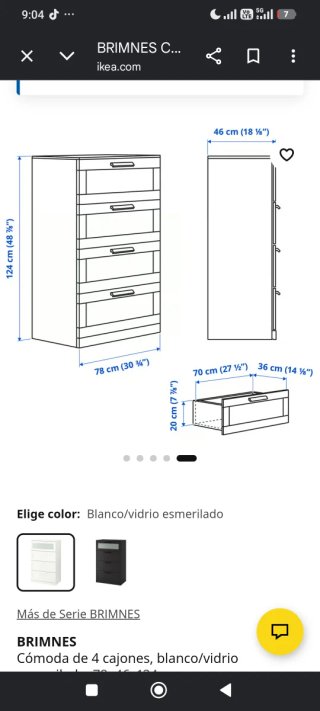 Cajonera blanca con cristal