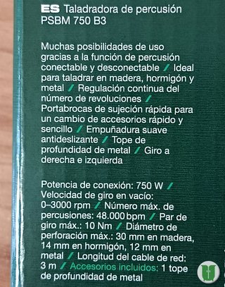 Taladro Percutor Parkside 750W Nuevo
