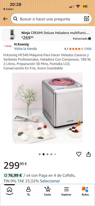 Máquina de helados H.Koenig HF340