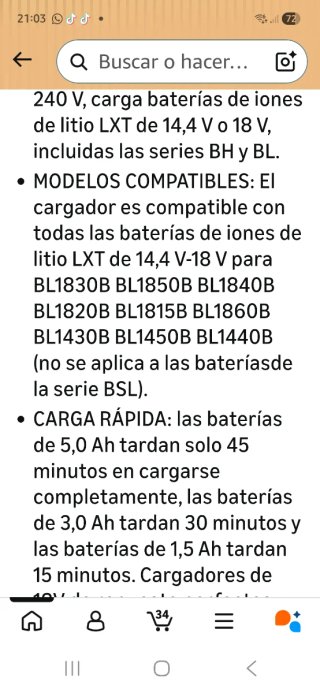 Cargador Makita DC18RC 14.4-18V