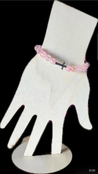 Pulsera Buenas Vibras Cruz Plateada