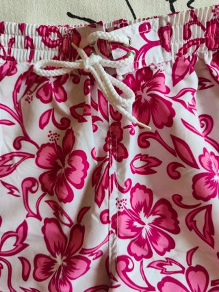 Shorts de Baño Flores Rosas y Blancos