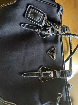 Bolso Prada Negro Piel y Tela