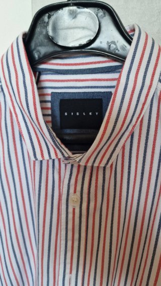 Camicia Sisley a righe rosse, bianche e blu