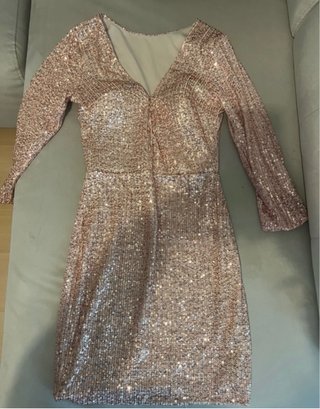 Vestido de fiesta lentejuelas oro rosa
