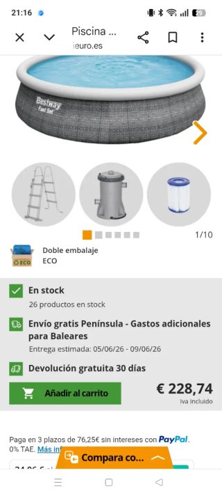 Piscina Hinchable Bestway Fast Set 4.57m
