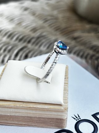 Anillo Pandora Corazón Azul Brillante Talla 56